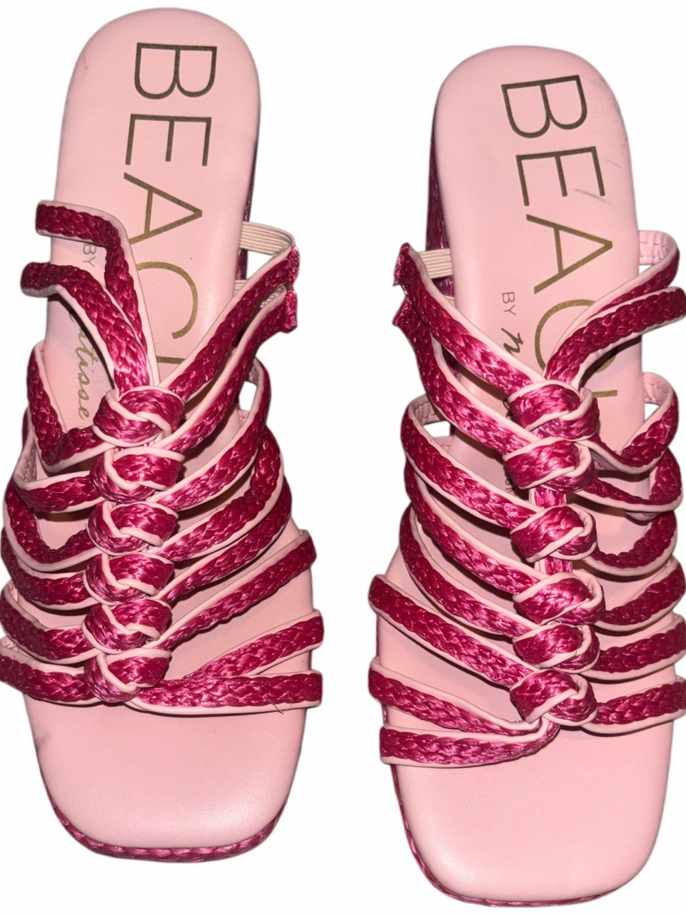 BEACH by Matisse Pink Braided Wedge Slides